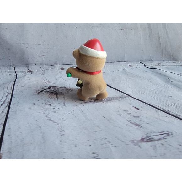Vintage AVON Flocked Teddy Bear Drummer Christmas Ornament Missing Hanger - Picture 5 of 6